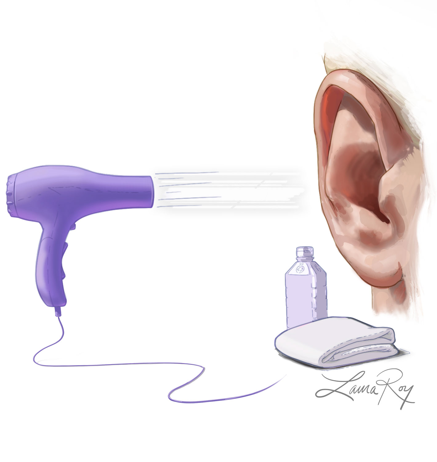 Roy Medical Illustration Ear Drying